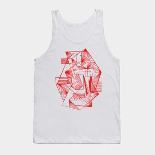 Geometric and abstract red design with lineart Tank Top